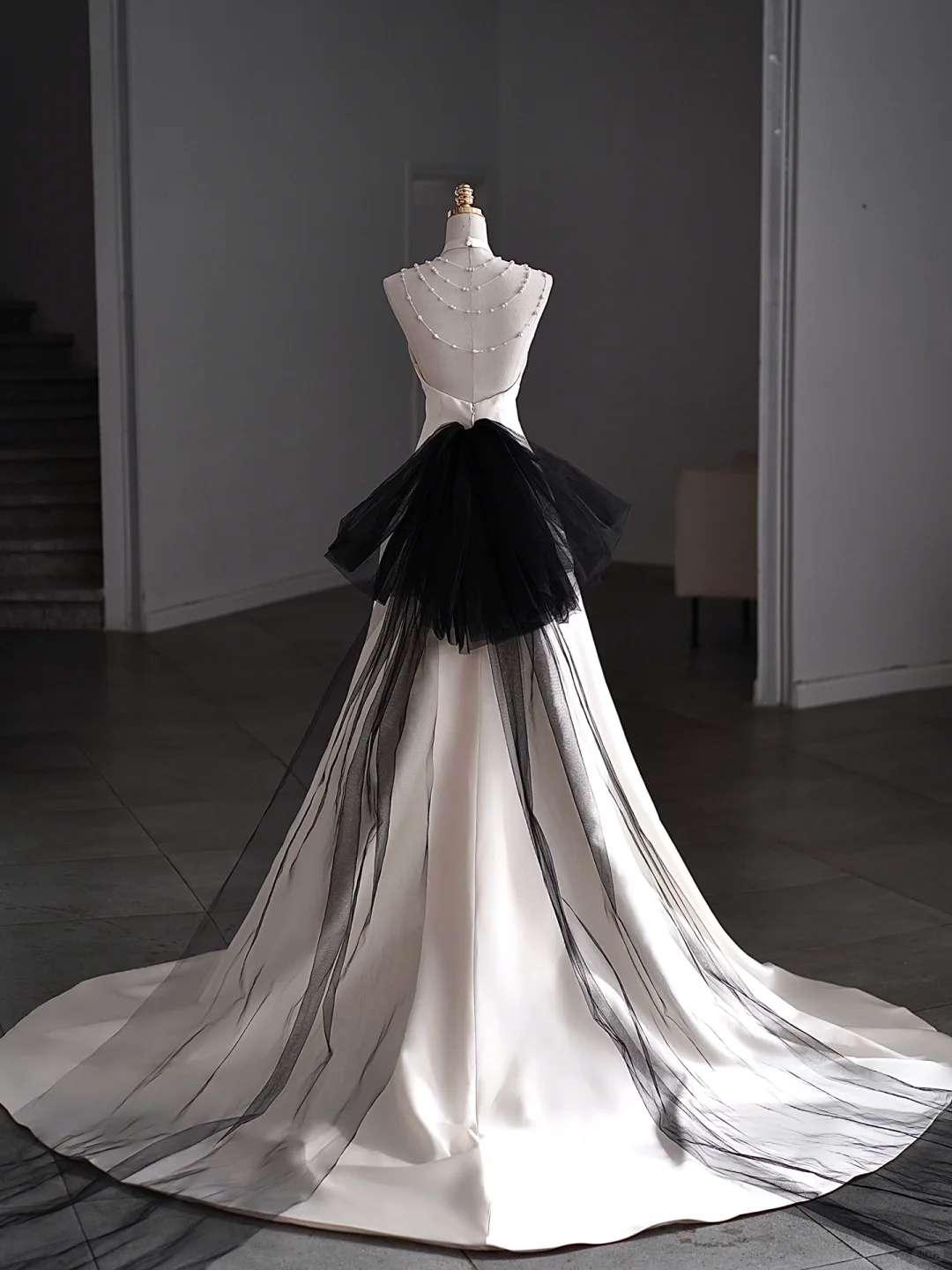 Dreamy A Line Halter Satin Tulle Back With Bow Long Wedding Dresses