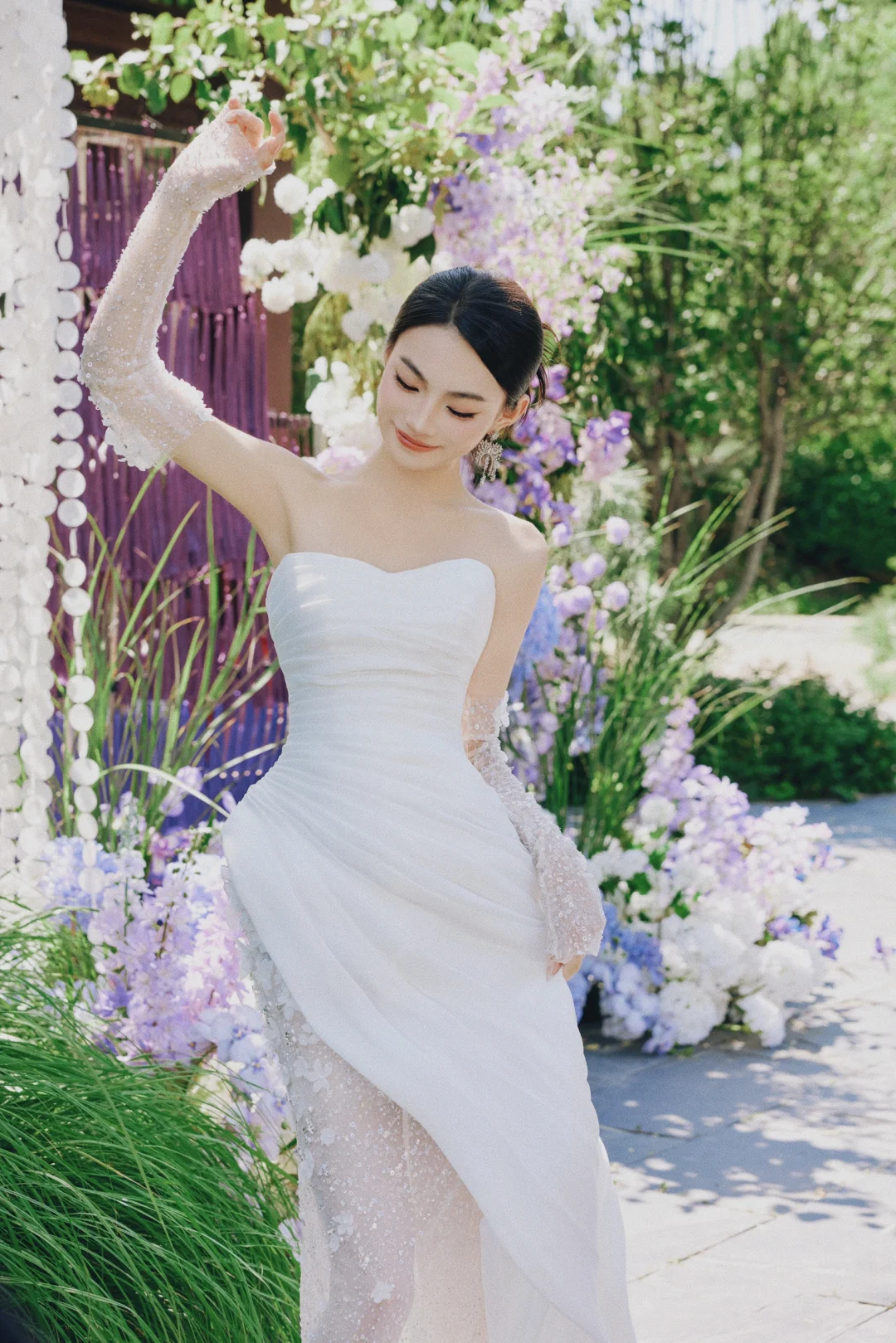 Unique Mermaid Strapless Satin Tulle Applqiue With Sleeves Long Wedding Dresses