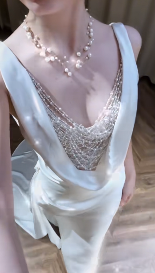 Timeless Mermaid Satin Beaded Long Wedding Dresses