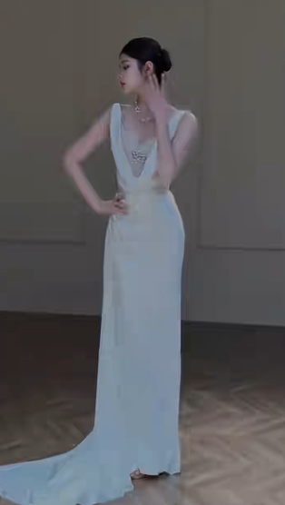 Timeless Mermaid Satin Beaded Long Wedding Dresses