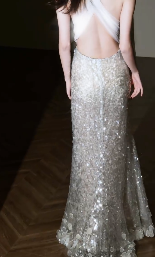 Timeless Mermaid Halter Sequin Long Wedding Dresses