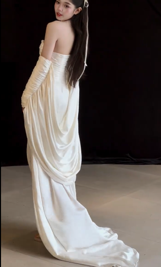Unique A Line Strapless Satin With Sleeves Long Wedding Dresses