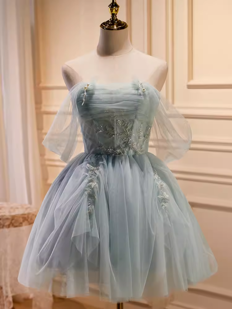Elegant Ball Gown Off The Shoulder Tulle Party Dress Lace Homecoming Dresses