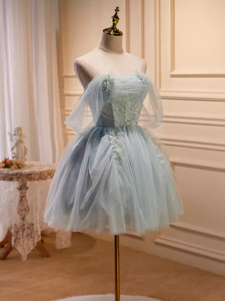 Elegant Ball Gown Off The Shoulder Tulle Party Dress Lace Homecoming Dresses