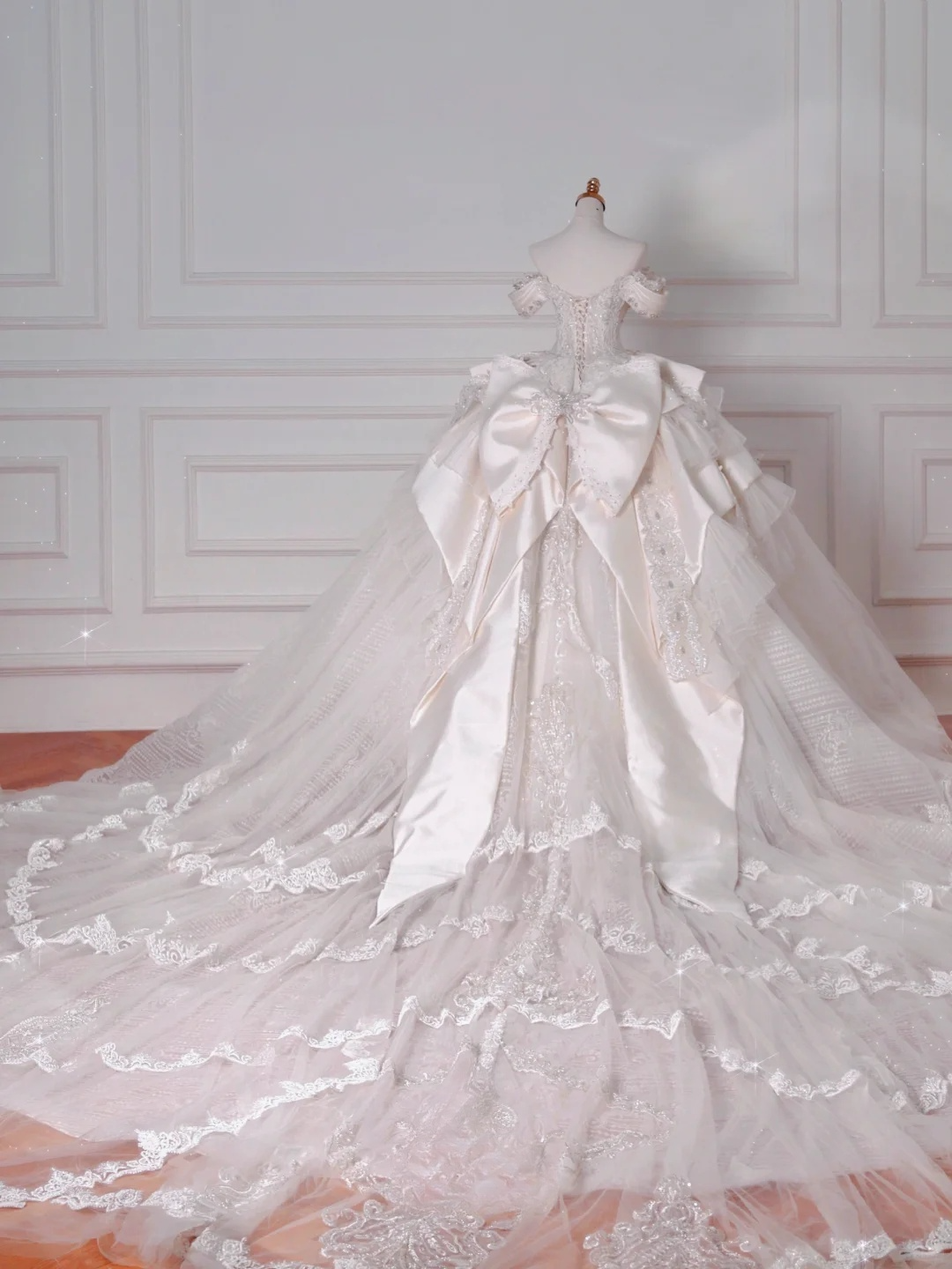 Timeless Ball Gown Off The Shoulder Satin Tulle Lace Sequin Beads Long Wedding Dresses