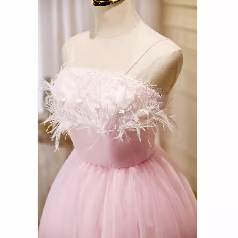 Elegant Ball Gown Spaghetti Straps Party Dress Pink Homecoming Dresses