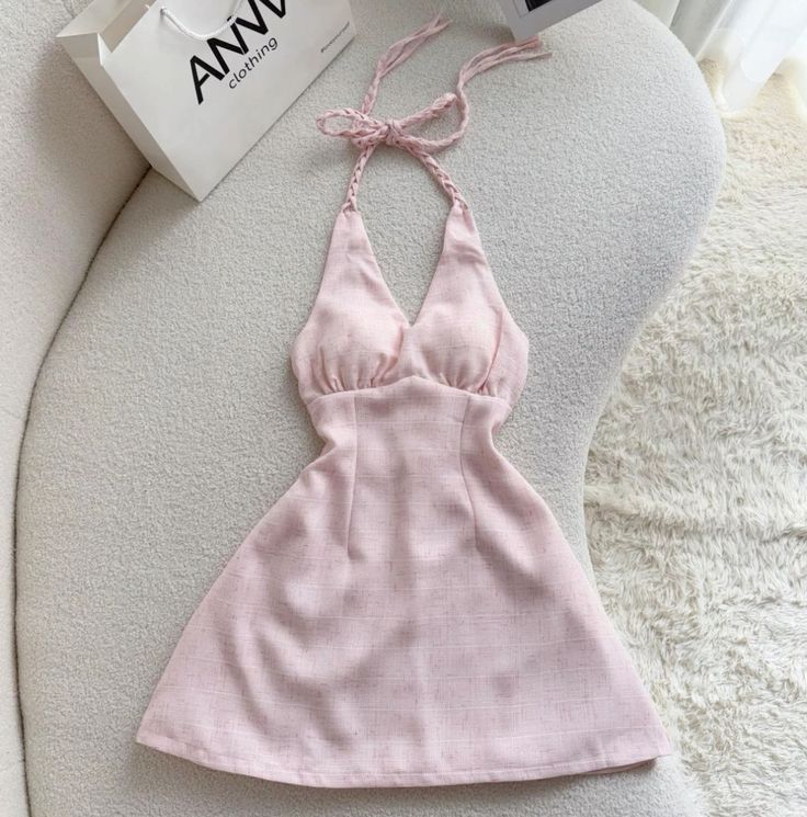 Simple Pink A Line Halter Satin Short Homecoming Dress 18th Birthday Outfits