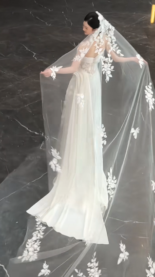 Timeless A Line One Shoulder Strap Satin Tulle Applique With Veil Long Wedding Dresses