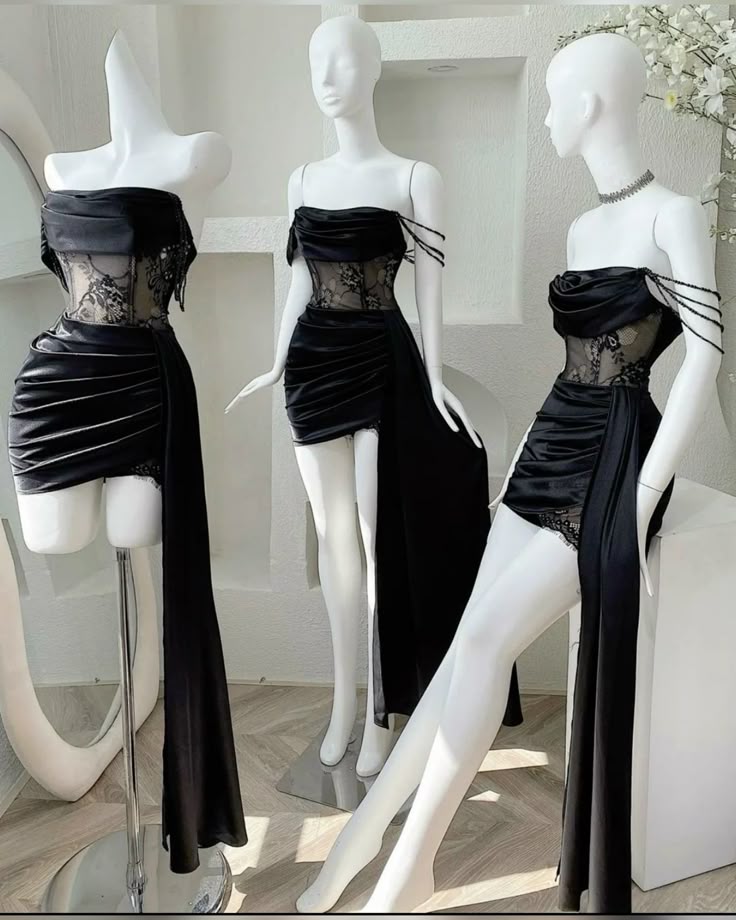 Chic Mermaid Off The Shoulder Black Satin Lace Short Homecoming Dress 20th Birthday Outfits