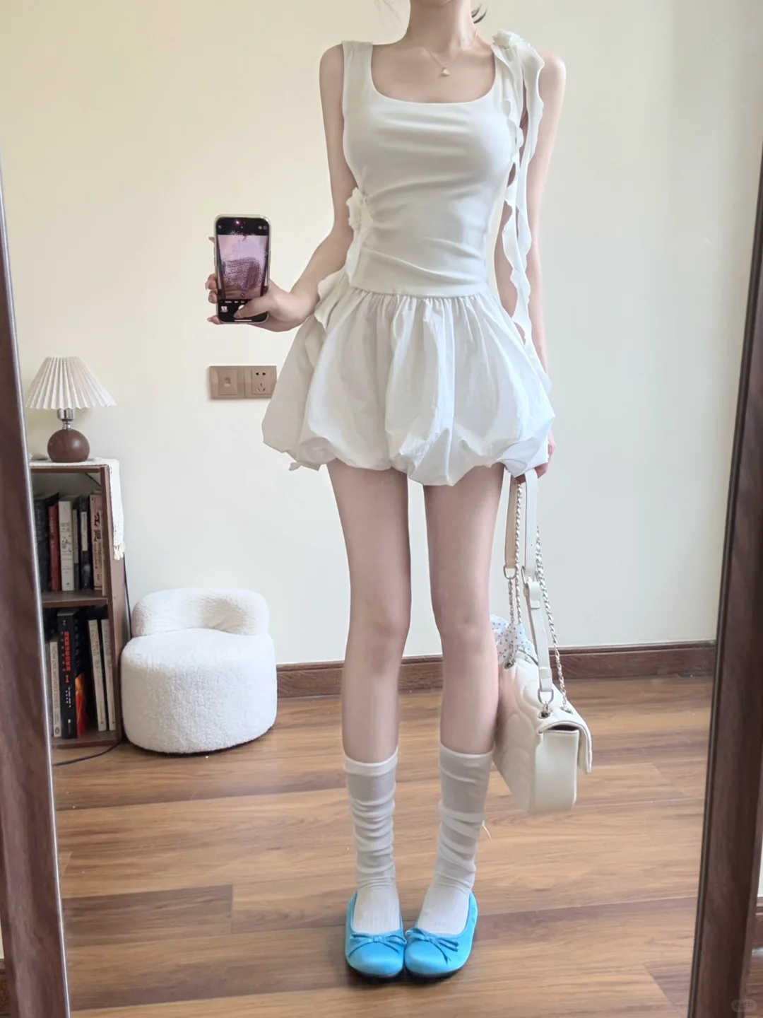 Cute White A Line Square Satin Short Homecoming Dress 18th Birthday Outfits