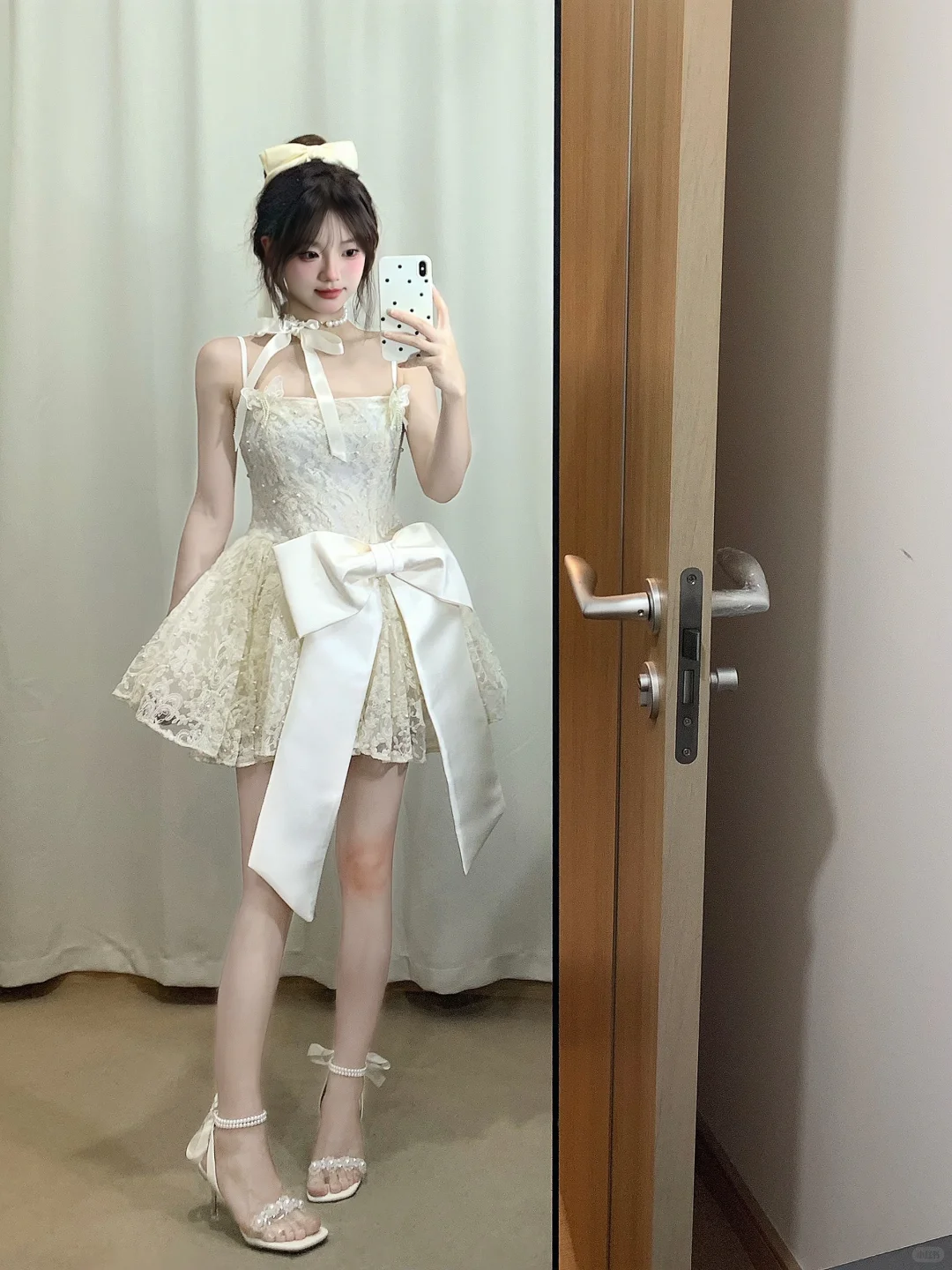 Pretty A Line Sapghetti Straps Lace With Bow Short Homecoming Dress 18th Birthday Outfits