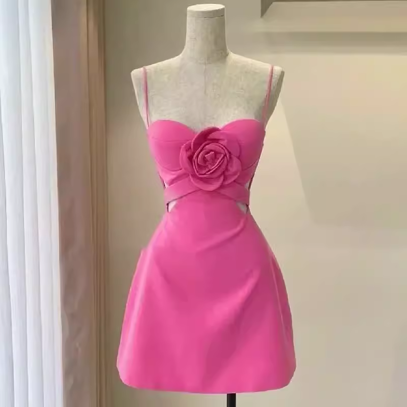 Elegant A Line Straps Pink 18th Birthday Dress Short Homecoming Dresses