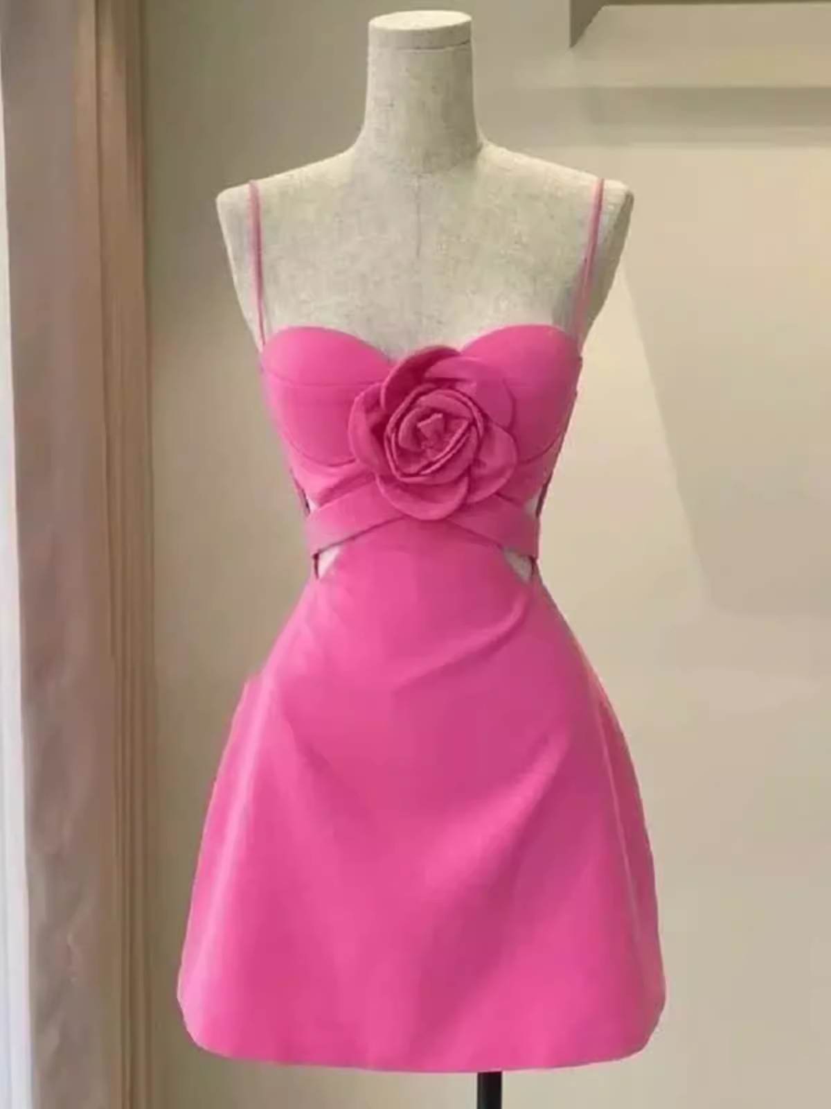 Elegant A Line Straps Pink Birthday Dress Short Homecoming Dresses