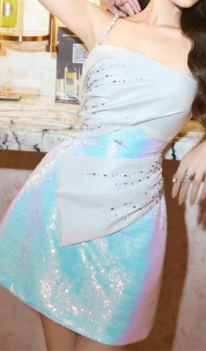 Elegant A Line Straps Sequin Birthday Dress Homecoming Dresses