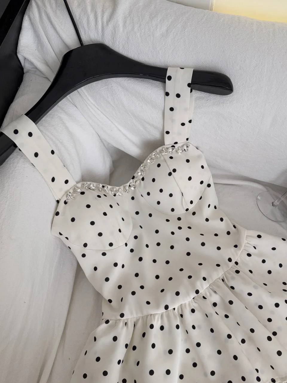 Pretty 17th A Line Sweetheart Satin Polka Dots Beads Short Homecoming Dress Birthday Outfits