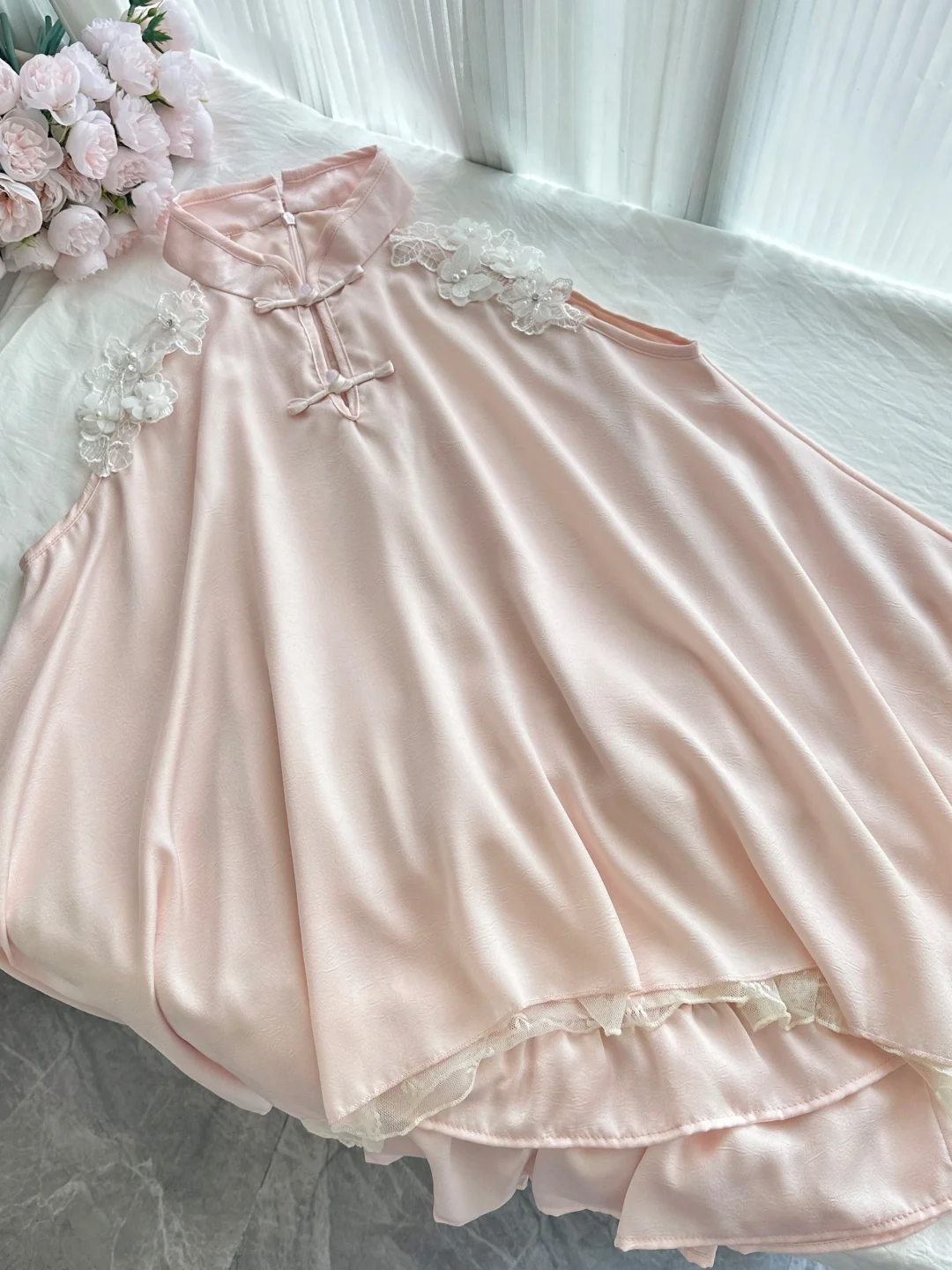 Pretty Chinese Style Halter Satin Lace Short Homecoming Dress 22th Birthday Outfits