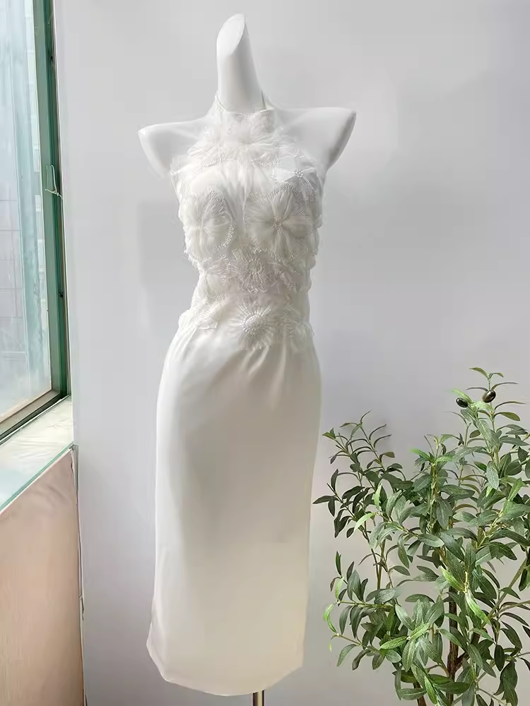 Simple Sheath High Neckline Lace Birthday Dress White Homecoming Dresses