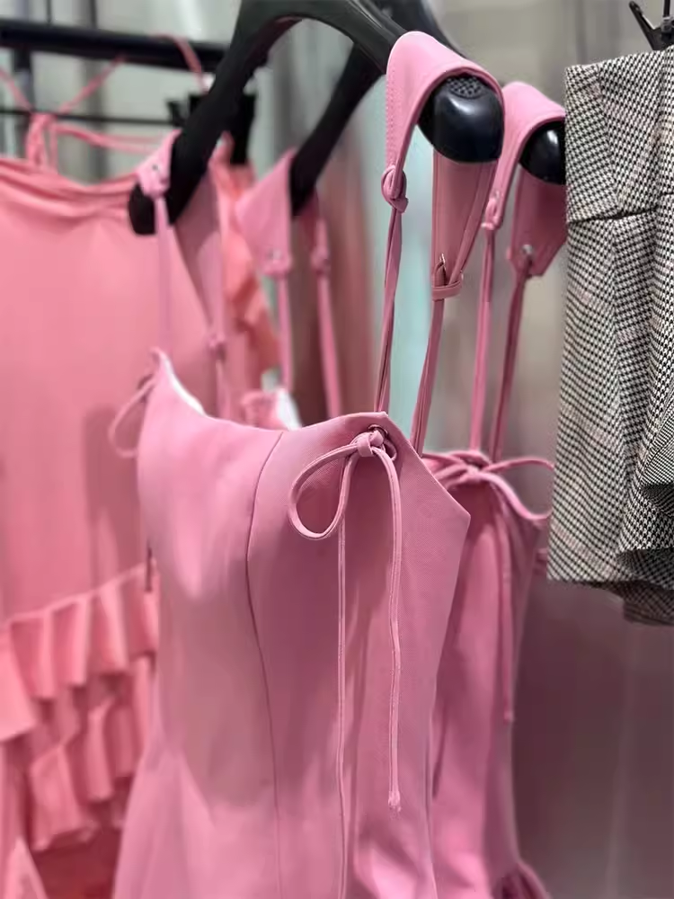 Simple A line Straps Pink Birthday Dress Satin Homecoming Dresses