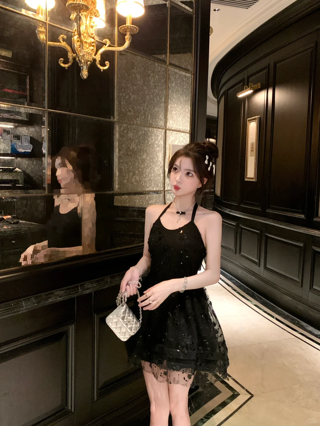 Chic A Line Halter Black Tulle Sequin Short Homecoming Dress 18th Birthday Outfits