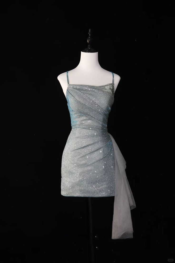 Sparkly Mermaid Spaghetti Straps Satin Sequin Short Homecoming Dress 18th Birthday Outfits