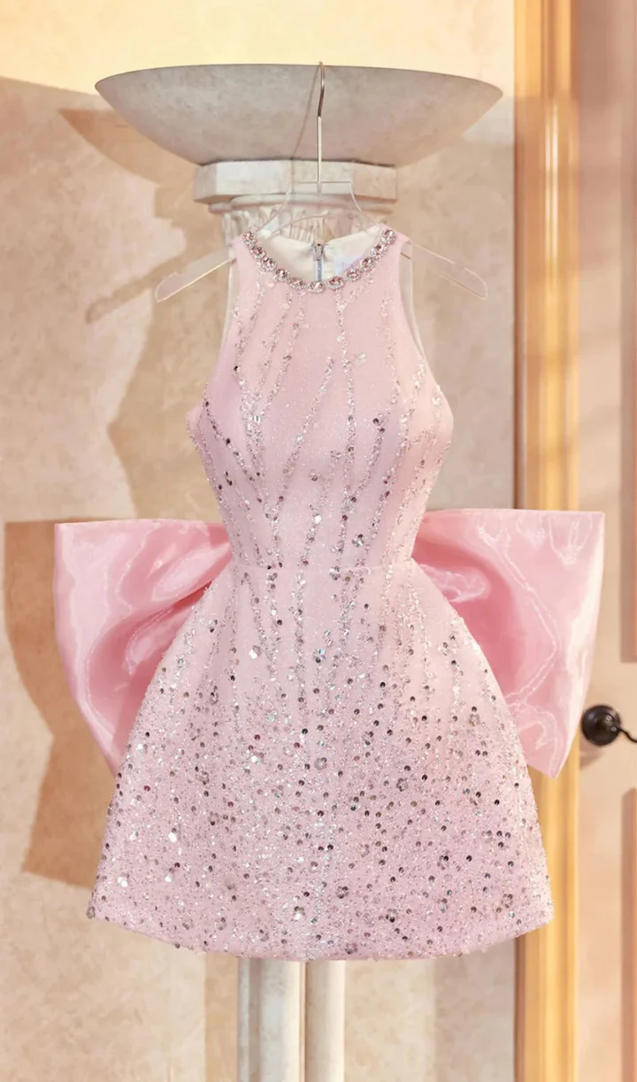 Simple A Line Scoop Short Birthday Dress Pink Homecoming Dresses