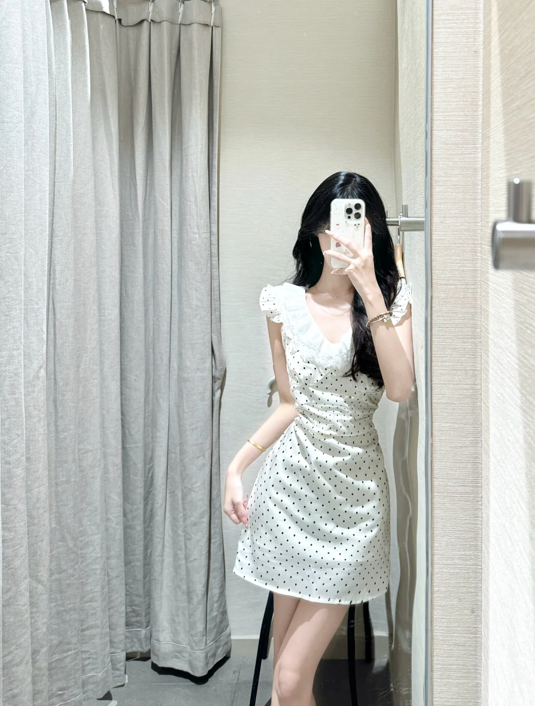 Princess A Line V Neck Satin Polka Dots Short Homecoming Dress 19th Birthday Outfits