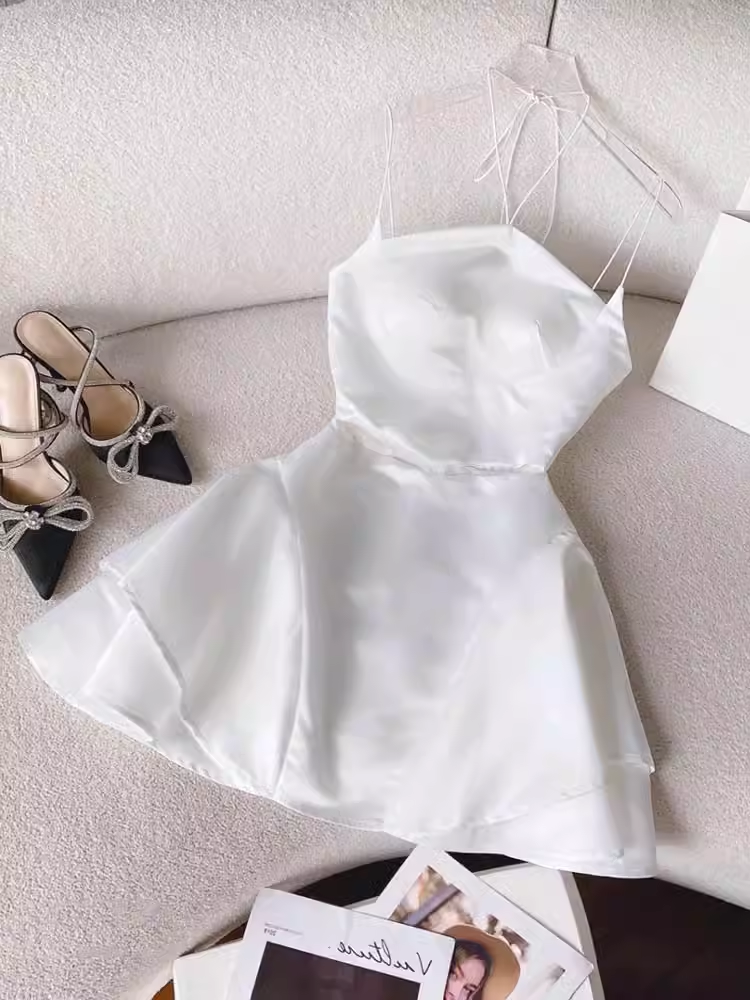 Simple A Line Spaghetti Straps Short Birthday Dress White Homecoming Dresses