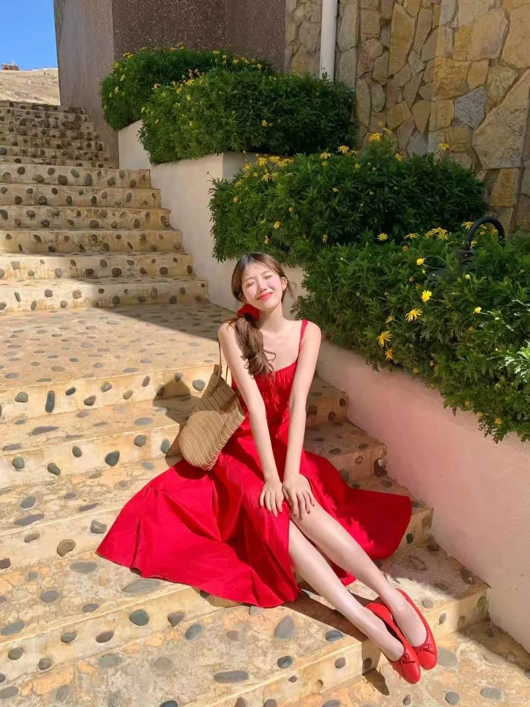 Chic Red A Line Spaghetti Starps Satin Long Prom Dresses Formal Dress
