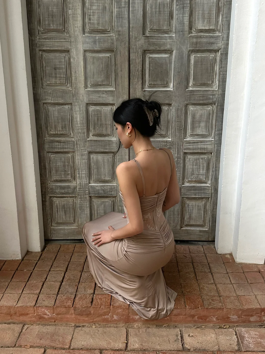 Sexy Bodycon Mermaid Spaghetti Straps Satin Lace Pleated Long Prom Dresses Formal Dress