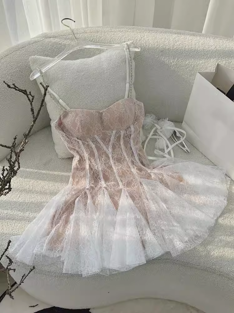 Simple A Line Straps Lace Short Birthday Dress Champagne Homecoming Dresses
