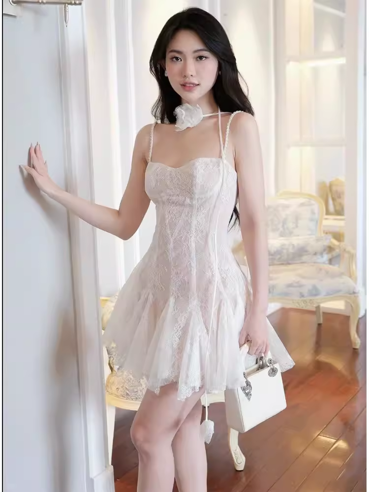 Simple A Line Straps Lace Short Birthday Dress Champagne Homecoming Dresses