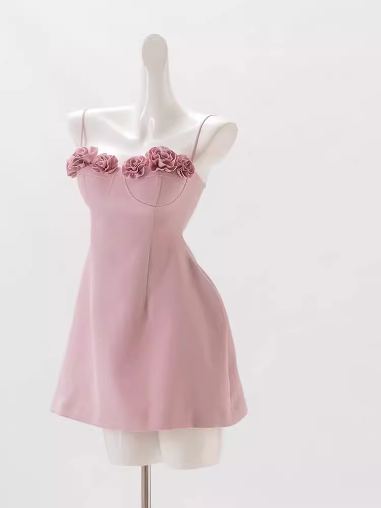Simple A Line Straps Short Birthday Dress Pink Homecoming Dresses