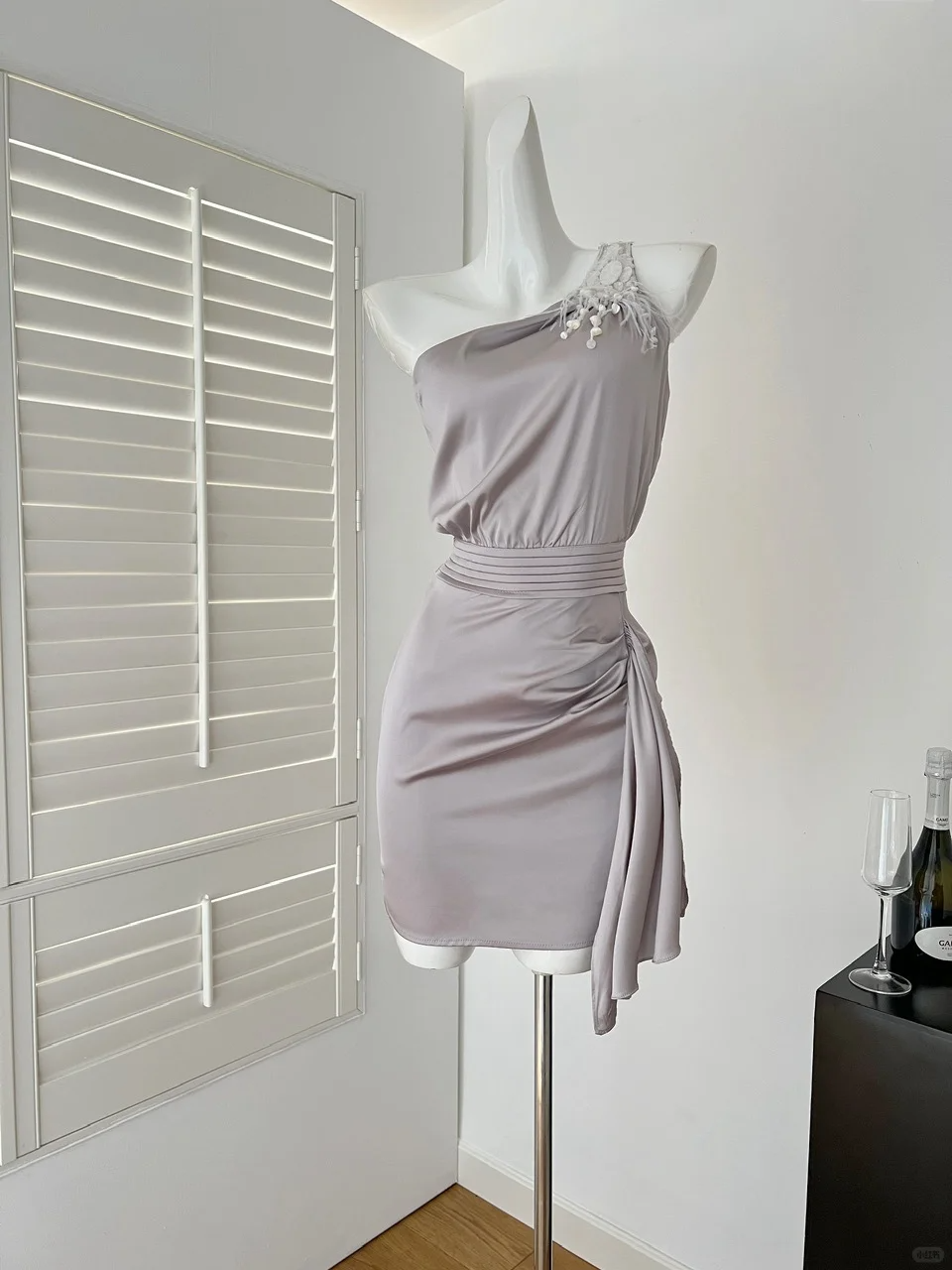 Chic Mermaid One Shoulder Satin Short Homecoming Dress 19th Birthday Outfits