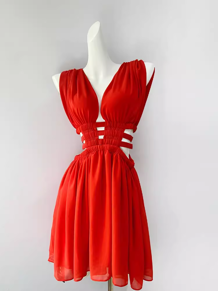 Simple A Line V Neckline Short Birthday Outfits Red Homecoming Dresses