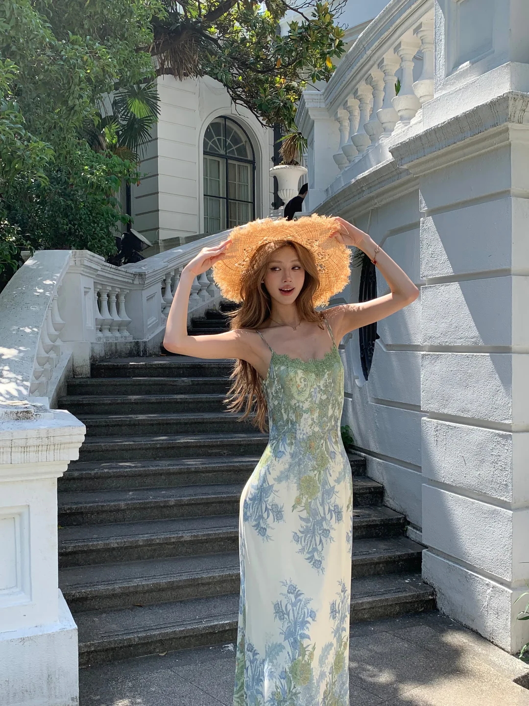 Elegant Mermaid Spaghetti Straps Satin Printed Lace Long Prom Dresses Formal Dress