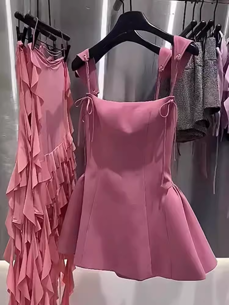 Simple A line Straps Pink Birthday Dress Satin Homecoming Dresses