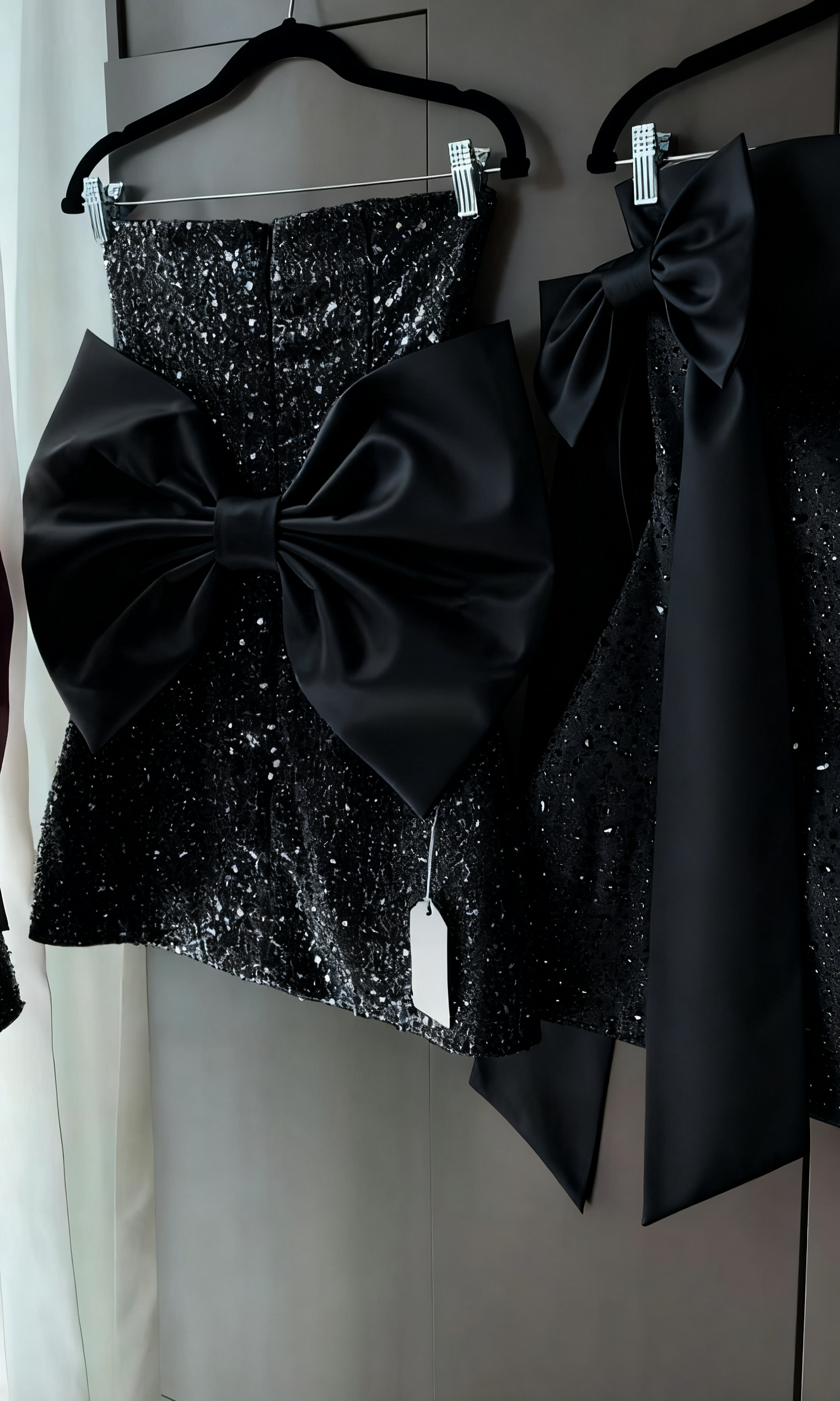 Sparkly A Line Strapless Satin Sequin Backless With Bow Short Homecoming Dress 19th Birthday Outfits