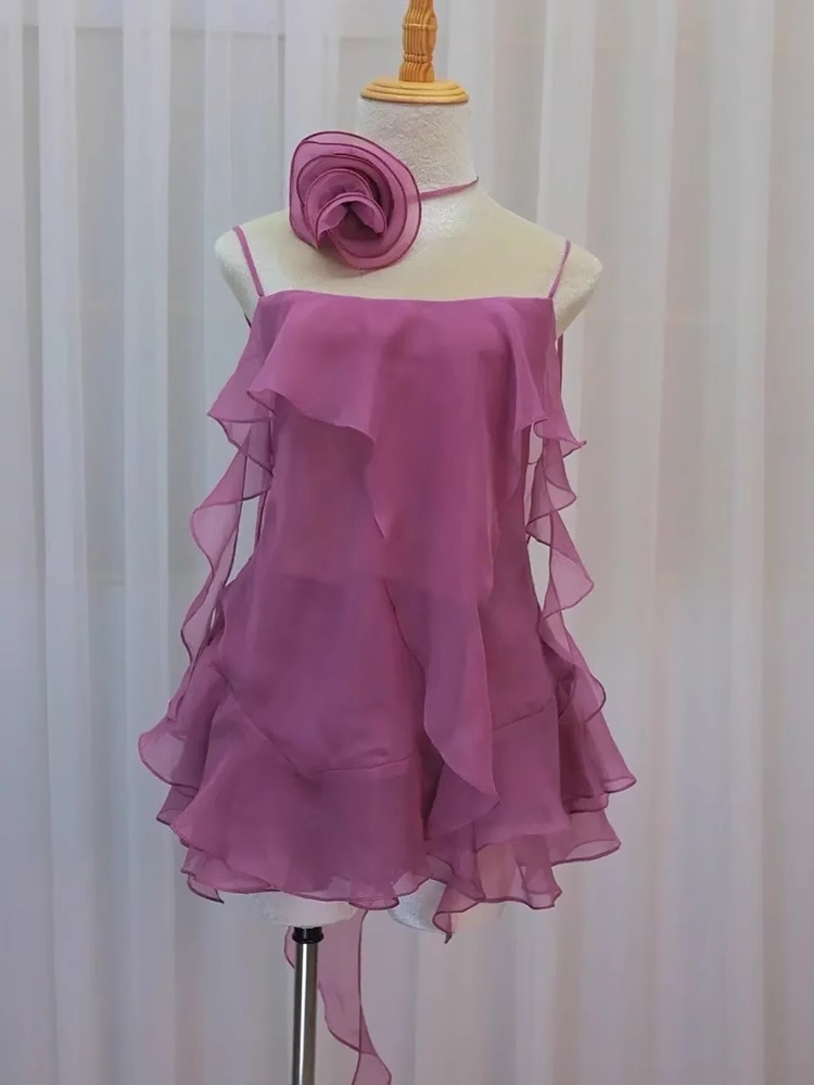 Simple A line Spaghetti Straps Backless Birthday Dress Chiffon Homecoming Dresses
