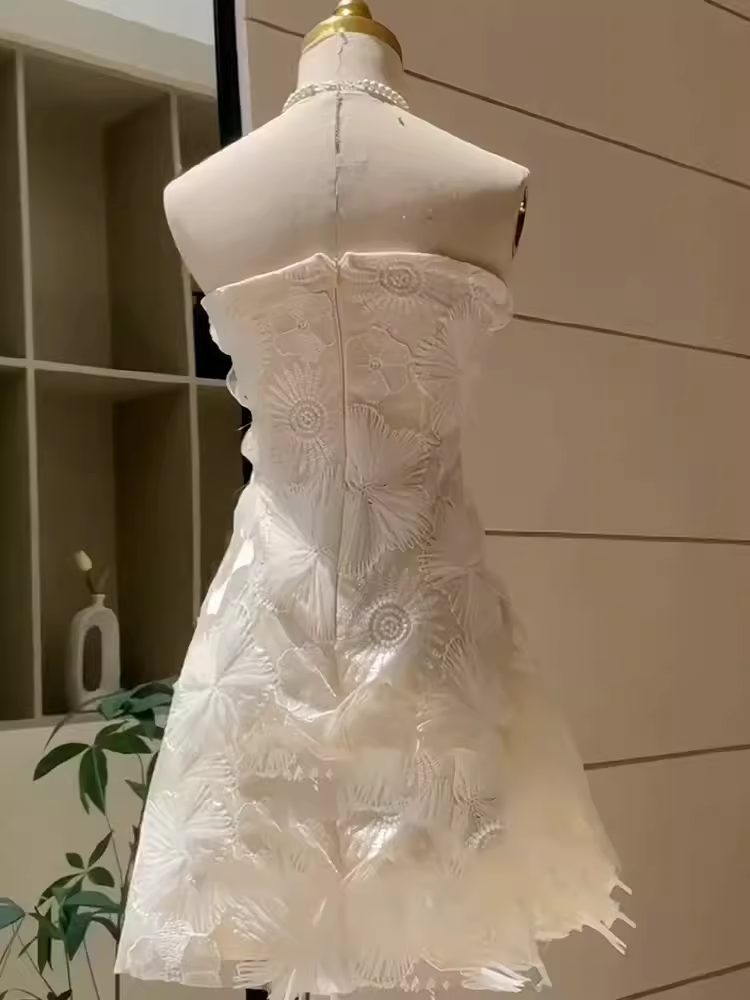 Simple A line Short Birthday Dress Lace White Homecoming Dresses