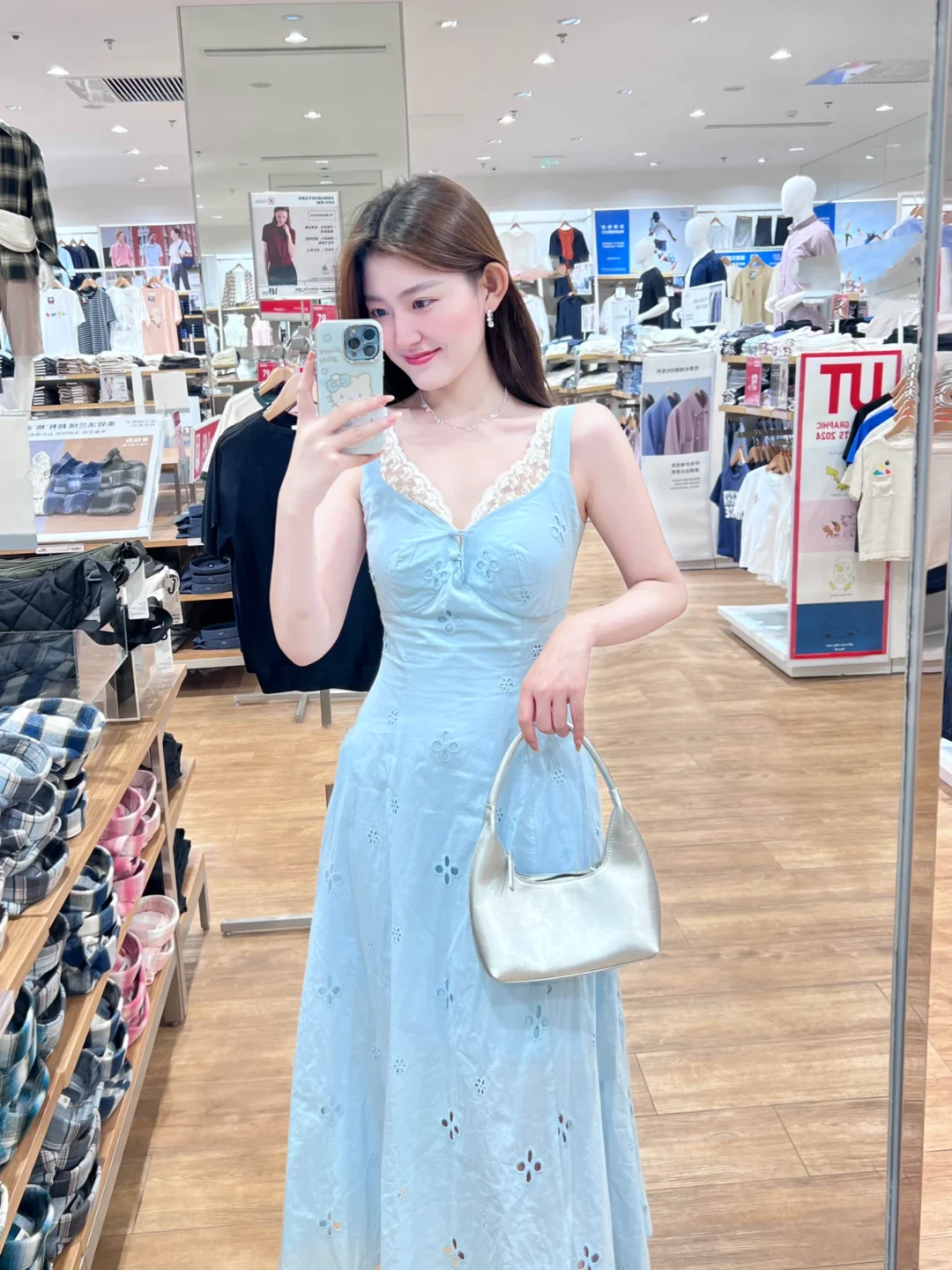 Pretty A Line V Neck Satin Lace Long Prom Dresses Formal Dress
