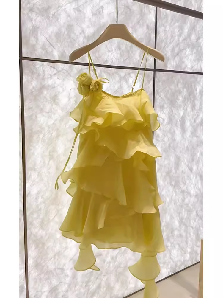 Simple A line Short Birthday Dress Yellow Chiffon Homecoming Dresses