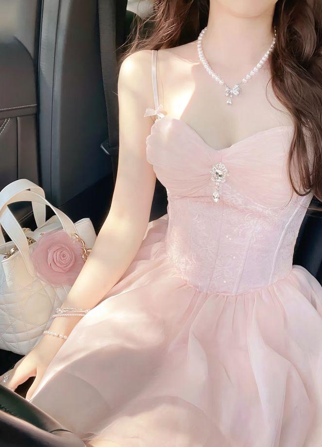 Cute A Line Spaghetti Straps Chiffon Lace Short Homecoming Dress 18th Birthday Outfits