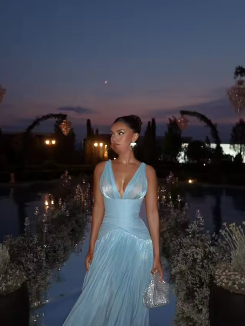 Sexy A Line V Neck Chiffon Slit Long Prom Dresses Formal Dress