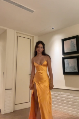 Simple Sexy Mermaid Halter Satin Slit Long Prom Dresses Formal Dress