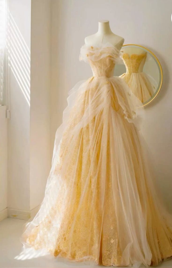 Fairy A Line Strapless Tulle Lace Long Prom Dresses Formal Dress