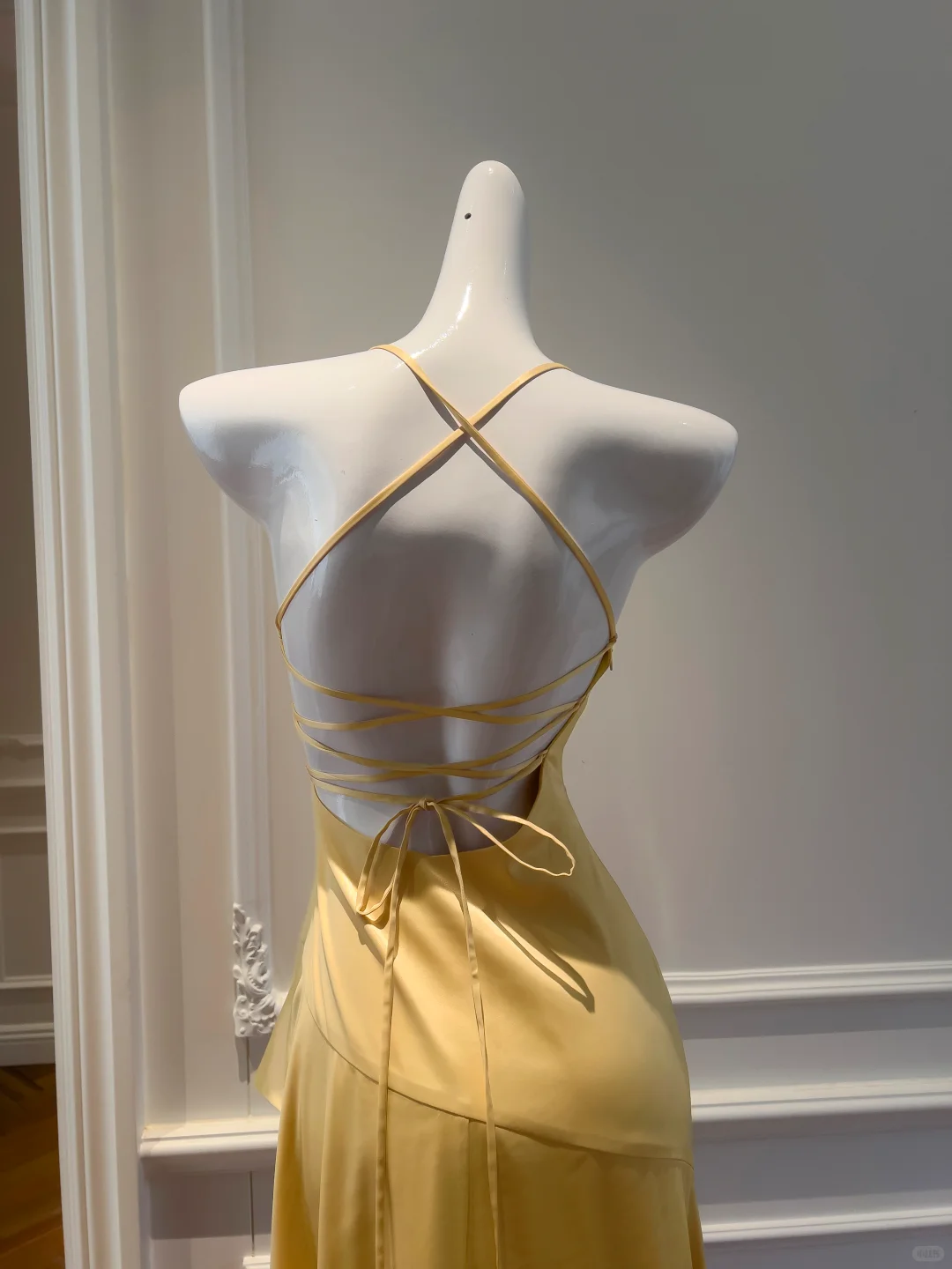Pretty A Line Halter Yellow Satin High-Low Ruffle Hem Prom Dresses Formal Dress