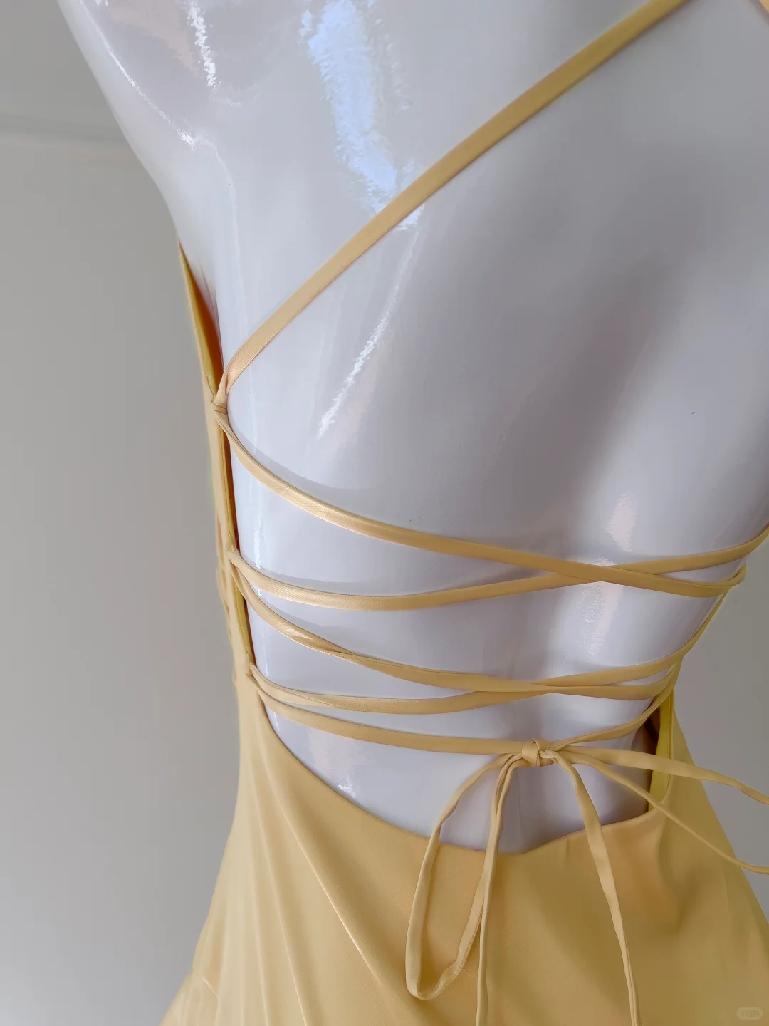 Pretty A Line Halter Yellow Satin High-Low Ruffle Hem Prom Dresses Formal Dress