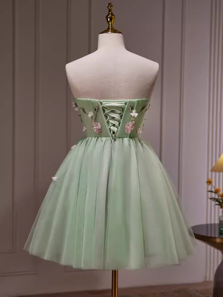 Elegant A Line Mint Green Birthday Outfits Tulle Homecoming Dresses