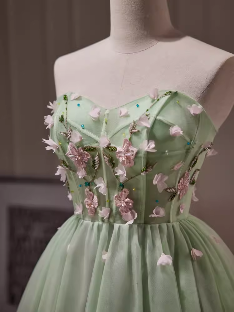 Elegant A Line Mint Green Birthday Outfits Tulle Homecoming Dresses