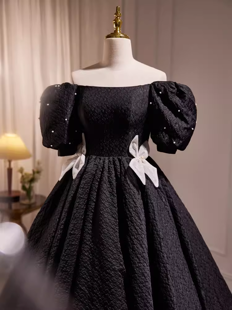 Vintage Ball Gown Off The Shoulder Black Birthday Outfits Lace Homecoming Dresses